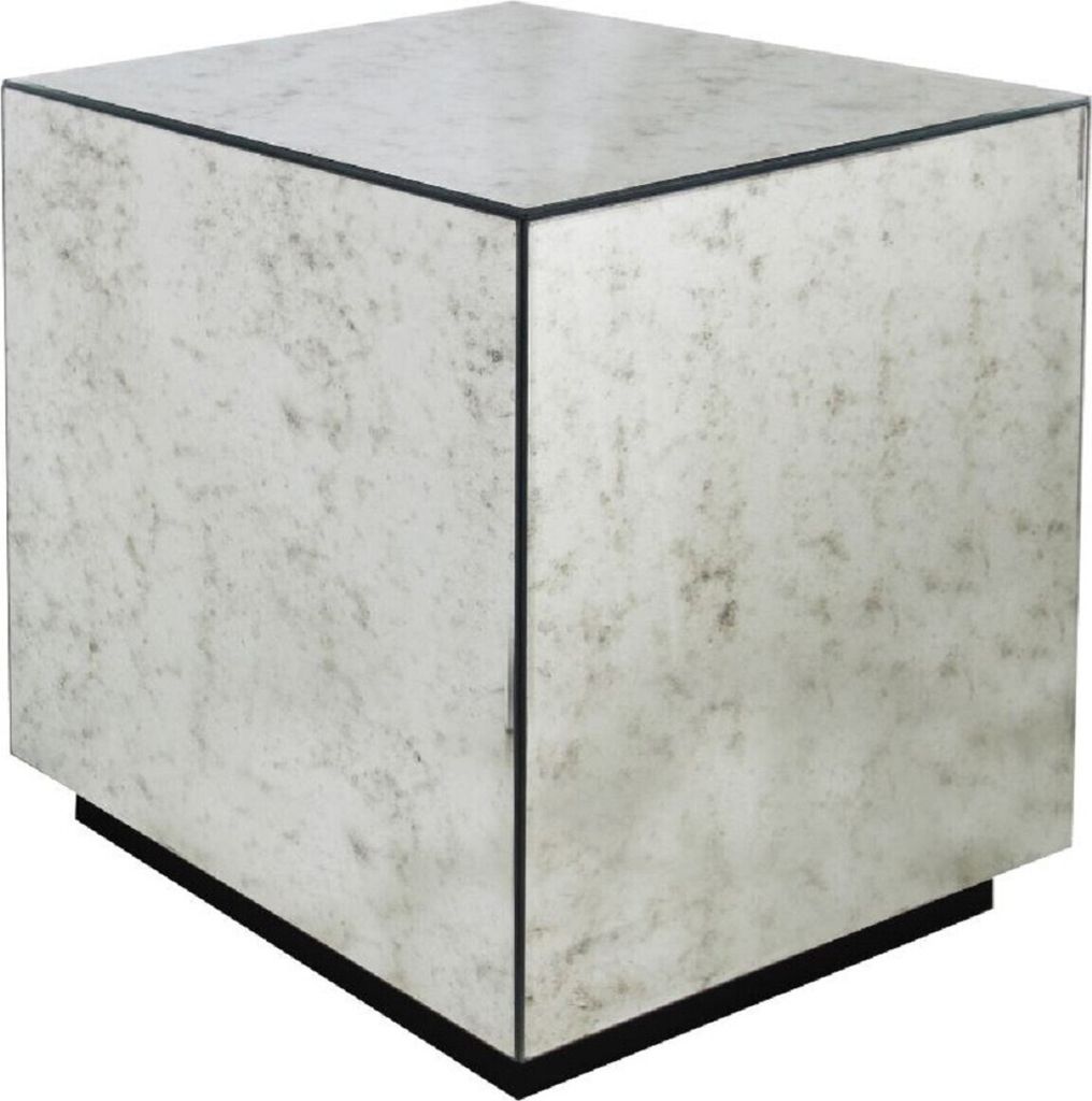 Casa Padrino Luxus Beistelltisch 50 x 50 x H. 60 cm - Quadratischer Tisch mit antikem Spiegelglas - Luxus Kollektion
