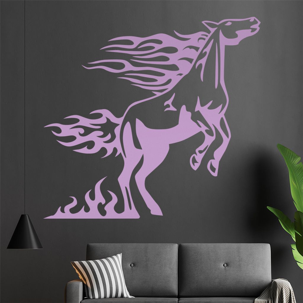 Flammen Pferd Wandtattoo in 6 Größen - Wandaufkleber Wall Sticker - Dekoration, Küche, Wohnzimmer, Schlafzimmer, Badezimmer