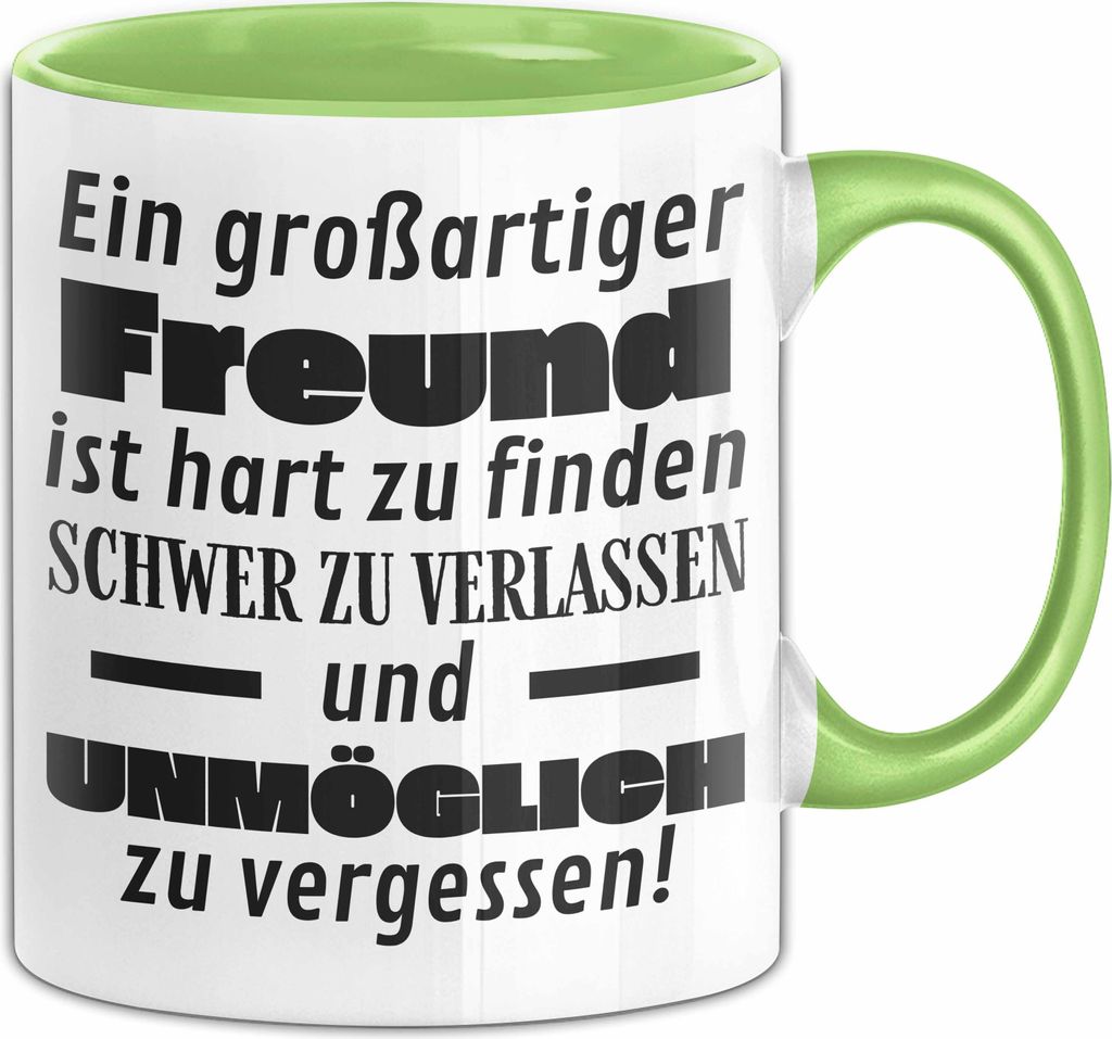 Freund Abschied Geschenk Tasse Abschiedsgeschenk für Freund Hart Zu Finden Schwer Zu Verlassen (Grün)