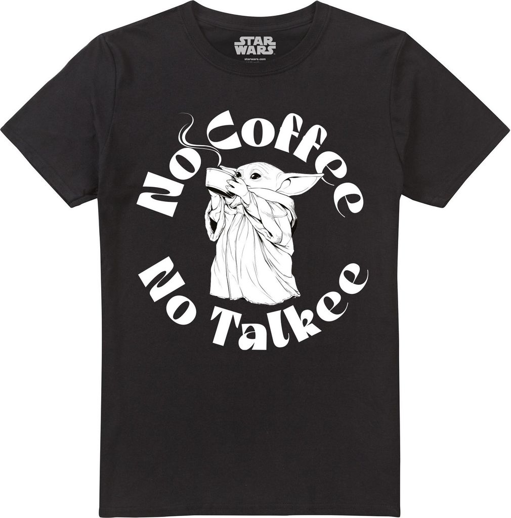 Star Wars Mandalorian - "No Coffee No Talkie" T-Shirt für Herren TV2848 (L) (Schwarz)