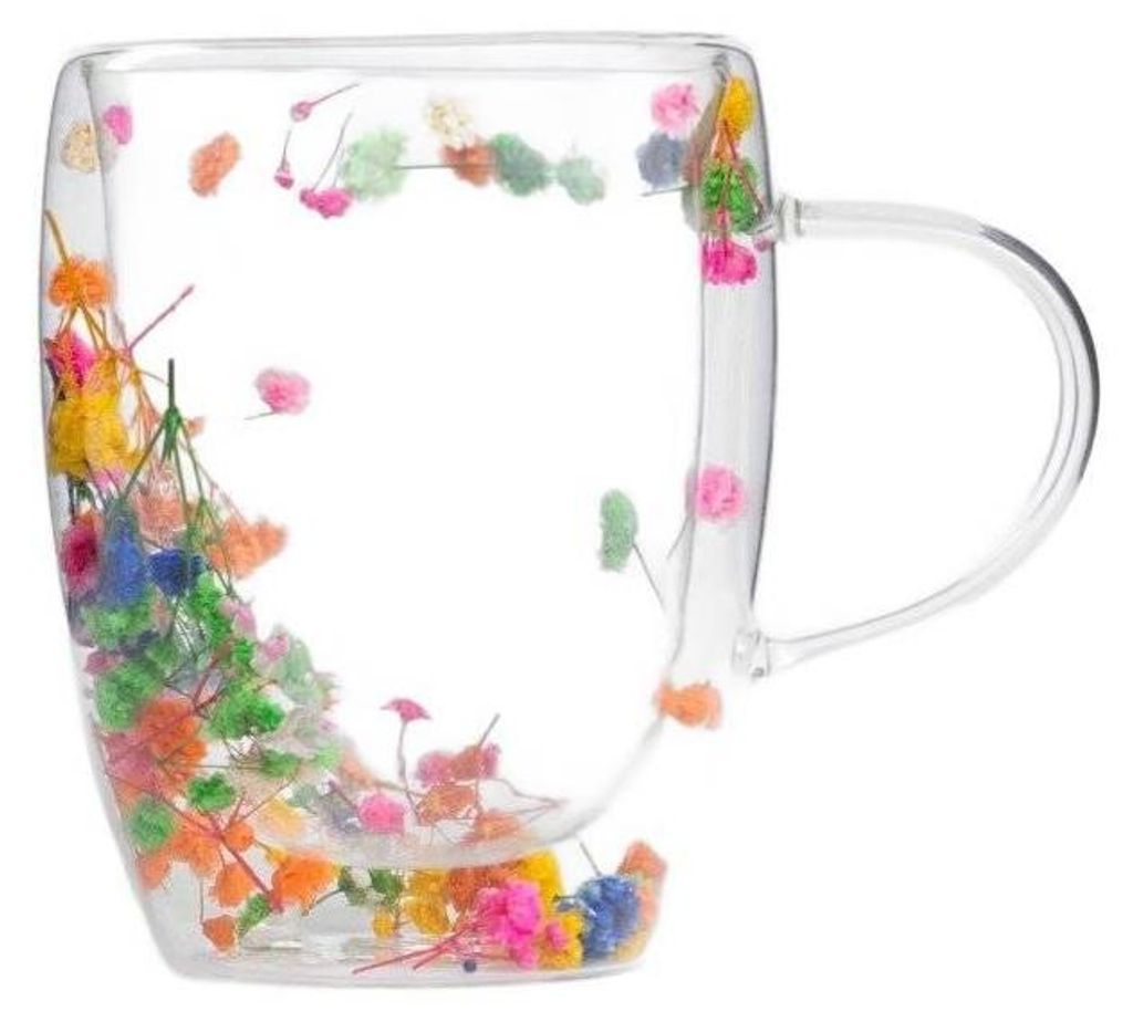 HOMLA SECO Glas mit Doppelwand und Blumen schmal 0,35 l Produktbild 