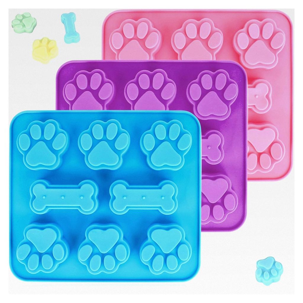 3 Stück Backmatte für Hundekekse, Pfoten- und Knochenform