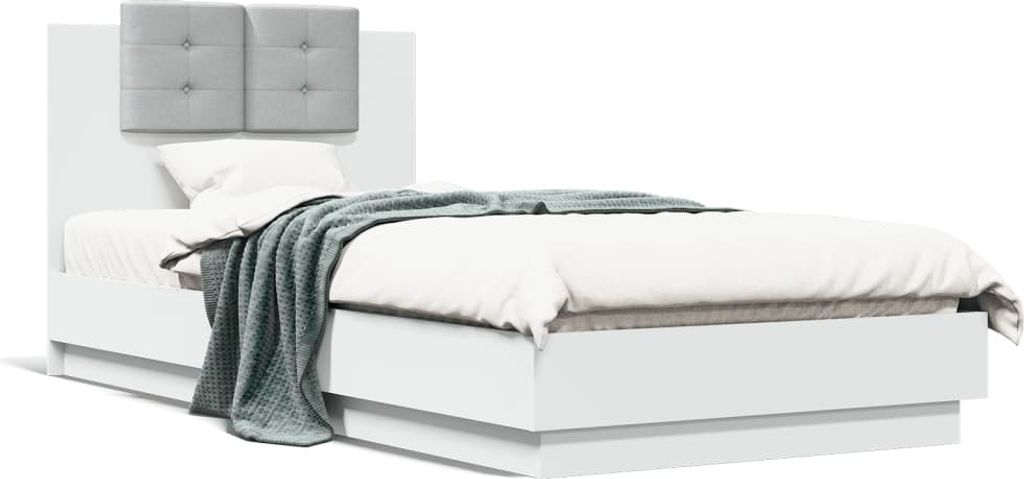Maison Exclusive - Bettgestell mit Kopfteil und LED-Leuchten Weiß 100x200 cm