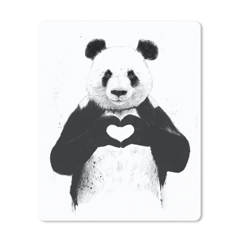 MuchoWow Mauspad Mousepad Panda - Herz - Tiere - Liebe 19x23 cm - Mousepads - Maus Mat - Pad - Mausunterlage - Mauspads - Spielen