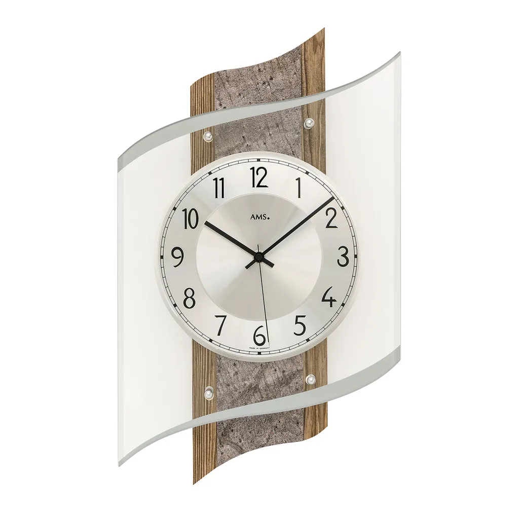 Horloge de Bureau AMS 5518 Argent pour Décoration Murale Moderne et Épurée