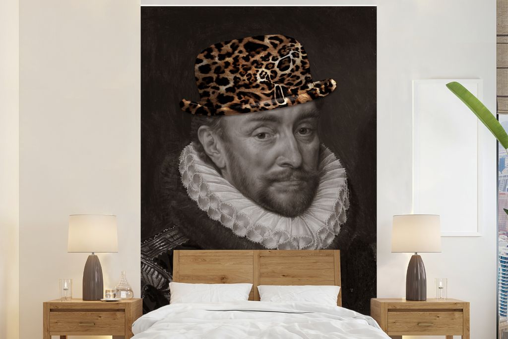 MuchoWow Fototapete für Wohnzimmer oder Schlafzimmer Wandtapete Vinyl Motivtapete Wilhelm von Oranien - Adriaen Thomasz - Pantherdruck - 180x280...