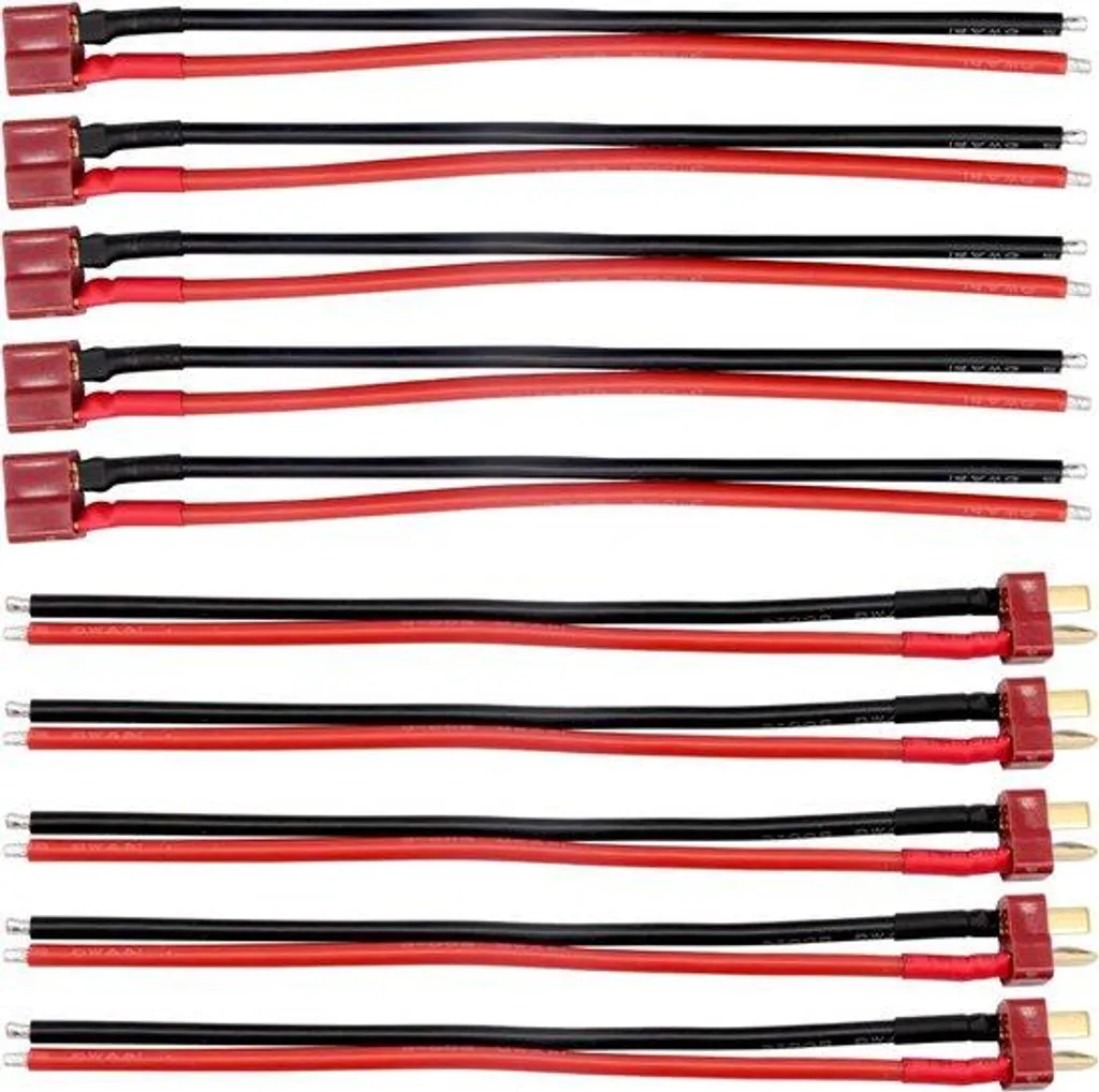 Connecteurs LiPo T-Plug Dean 14 AWG pour Drone FPV et Voiture RC - Lot de 5