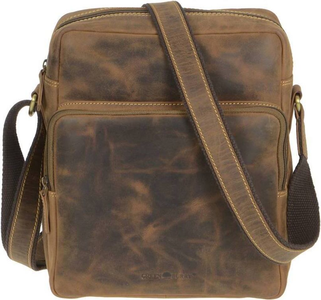 Greenburry Herrentasche Umhängetasche Leder braun Tasche Schultertasche Vintage antikbraun 1654-25
