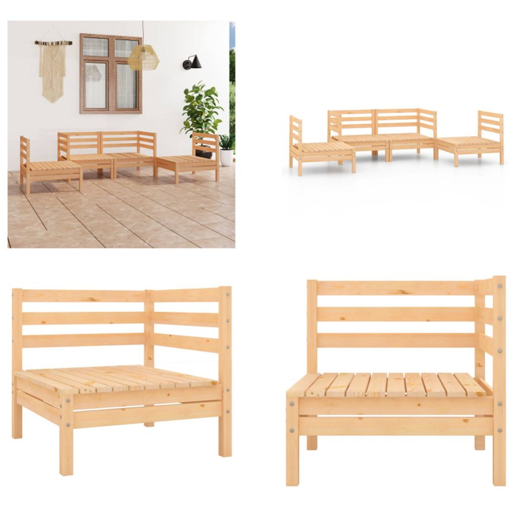 vidaXL 4 tlg. Garten Lounge Set Kiefer Massivholz - Garten-Lounge-Set - Garten-Lounge-Sets - Lounge-Set - Lounge-Sets