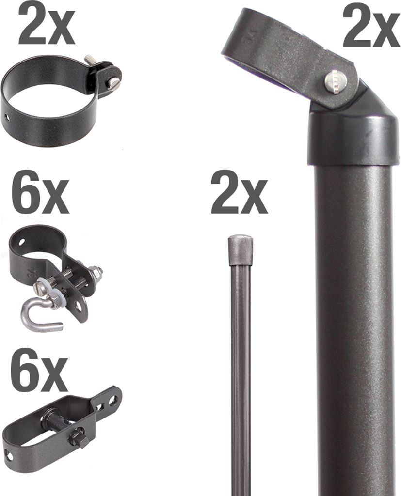 Alberts 634377 Zaunanschluss-Set Wellengittertor an Maschendrahtzaun | Set,2s | zinkphosphatiert anthrazit-metallic | zum Einbetonieren