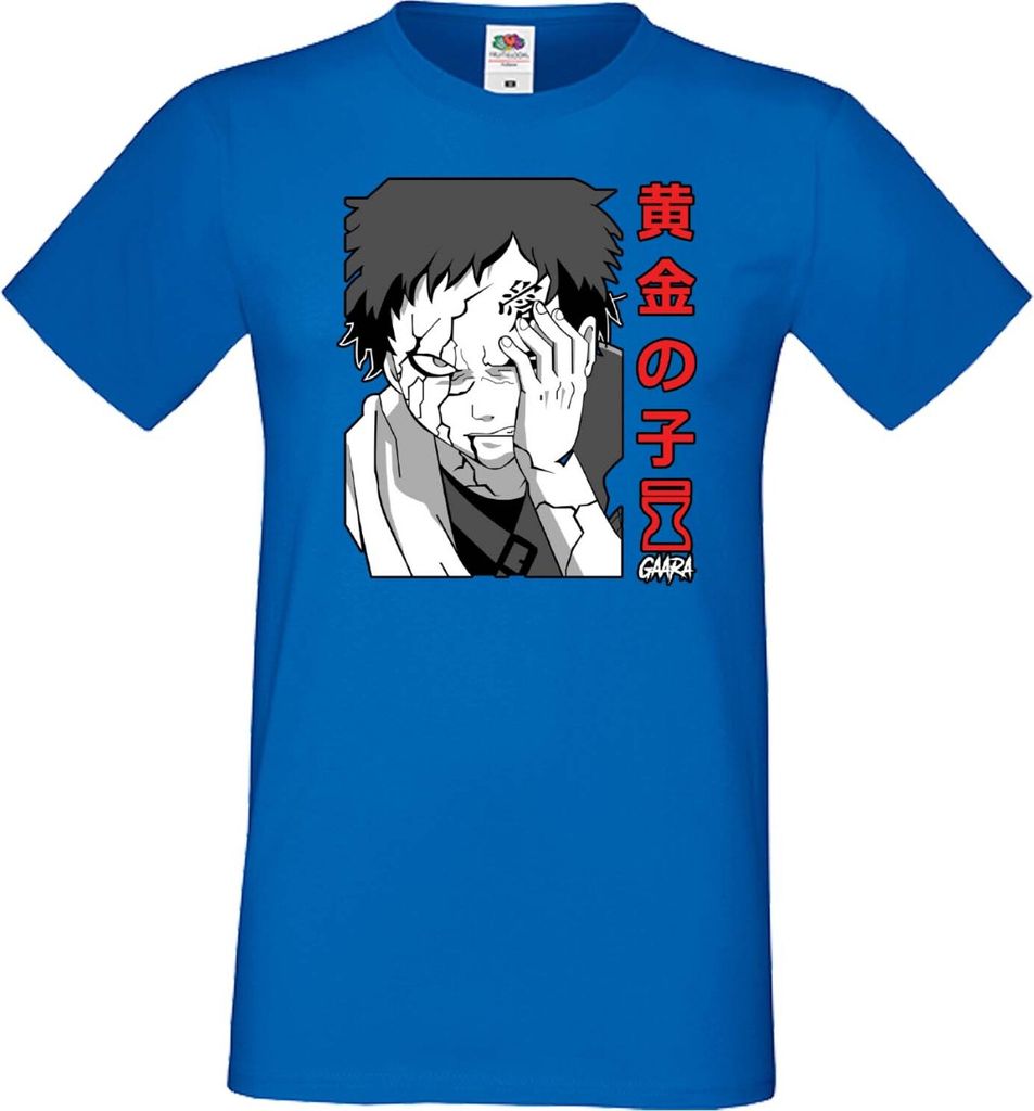Herren T-Shirt Japan Manga Animation Comics Naruto Gaara 02 Var-039 Sand Hokage, Man 2XL / Blau