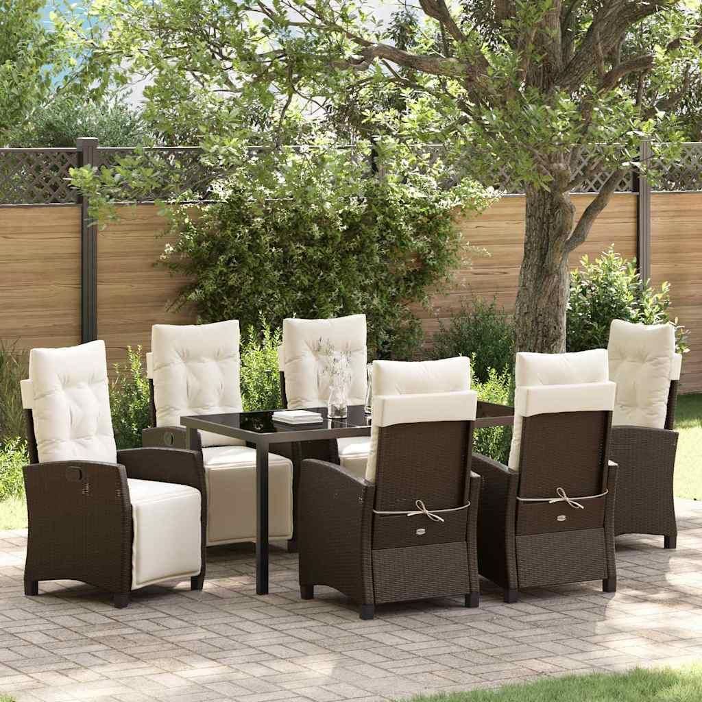 Maison Exclusive - Garten Essgruppe mit Kissen 7 pcs Braun Poly-Rattan