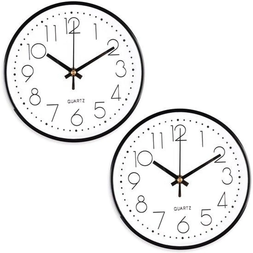 Petite Horloge de Cuisine 20 cm Design Quartz - Pack de 2 Unités Bicolore