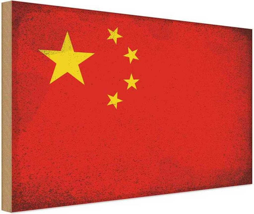 vianmo Holzschild 30x40 cm China Flagge Fahne Wappen