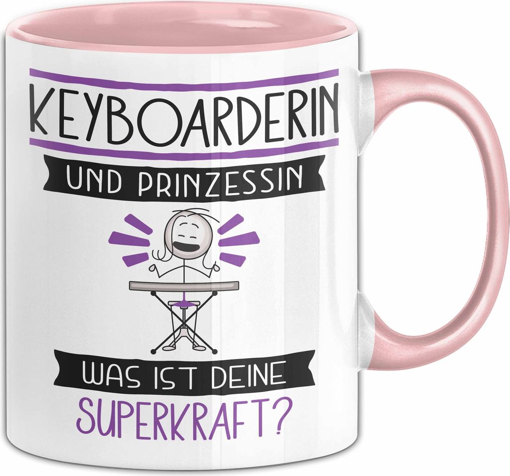 Keyboarderin Und Prinzessin Tasse Geschenk Für Eine Keyboarderin Geburtstag Was Ist Deine Superkraft (Rosa)