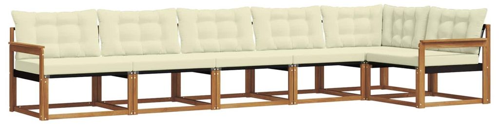 vidaXL Outdoor-Sofagarnitur mit Kissen 6 pcs Natur und Creme