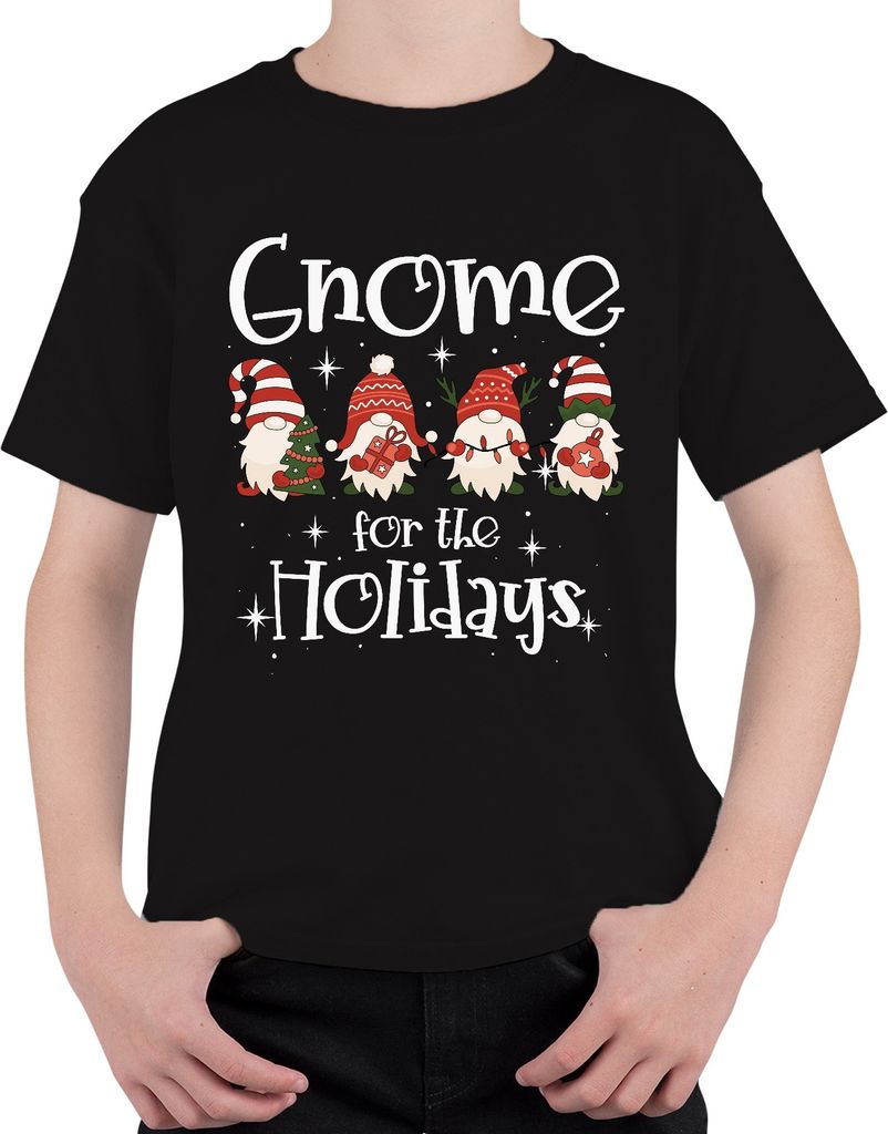 Gnome for the holidays Weihnachtsgnome Wichtel - Weihnachten Weihnachtsgeschenk Christmas Uni Kinder T-Shirt, Schwarz, 128