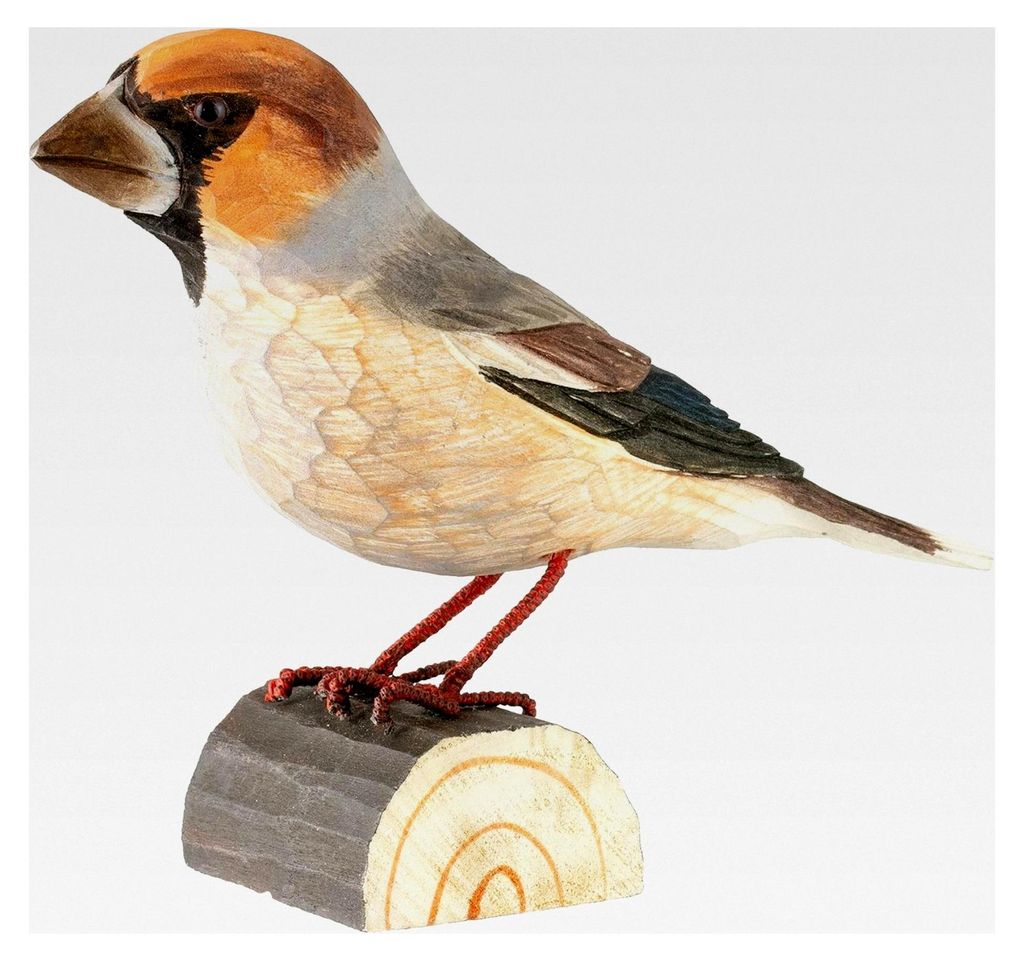 Dekorationsvogel Kernbeisser - Handgeschnitzter Holzvogel - Mittelgroße Europäische Vögel