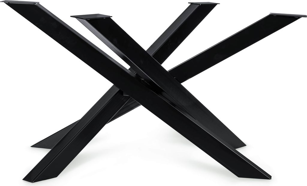 Tischgestell Orion (XL -Size 150x81xH71 cm, Schwarz) Design Kreuzgestell Schwerlast massiv Tischkufen Stahl Tischbeine Metall Profil 8x4 cm