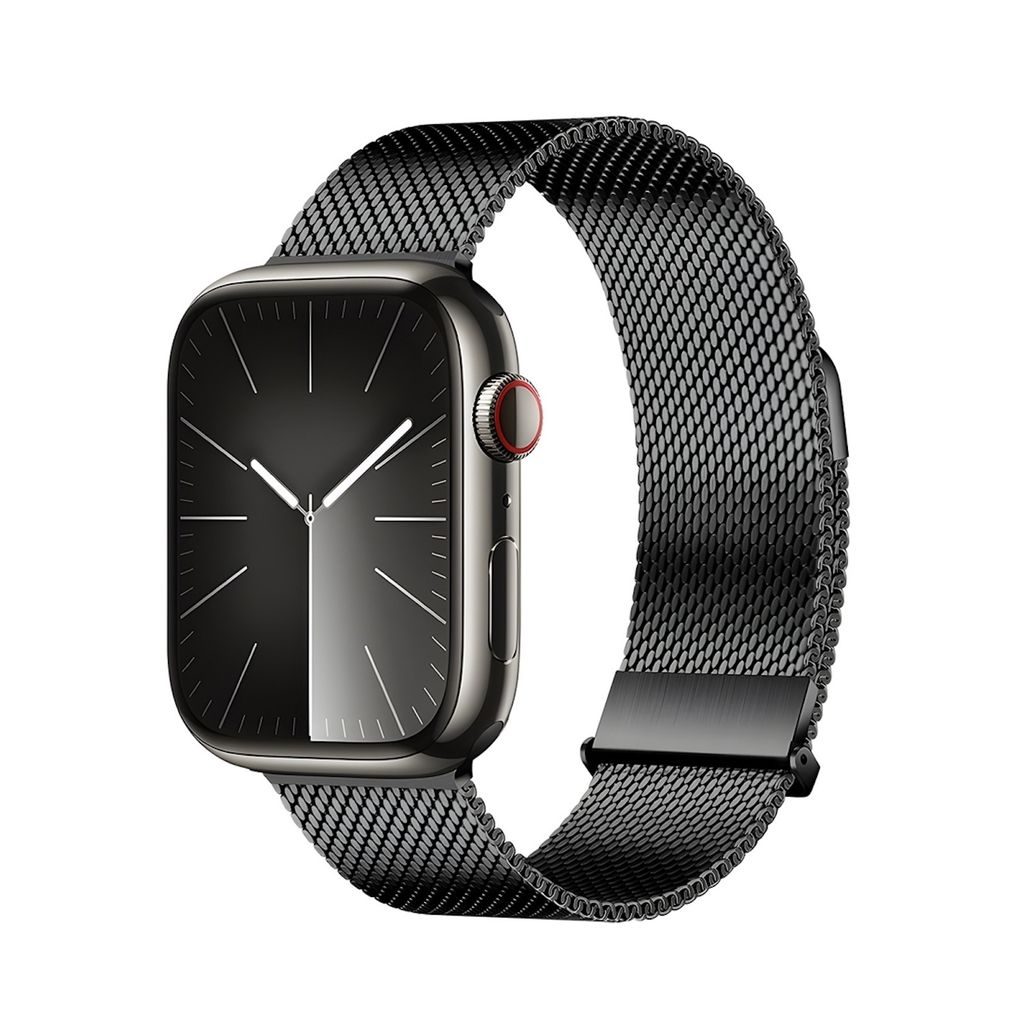 Für Apple Watch SE 2023 44mm DUX DUCIS Milanese Pro Series Edelstahl Armband Schwarz