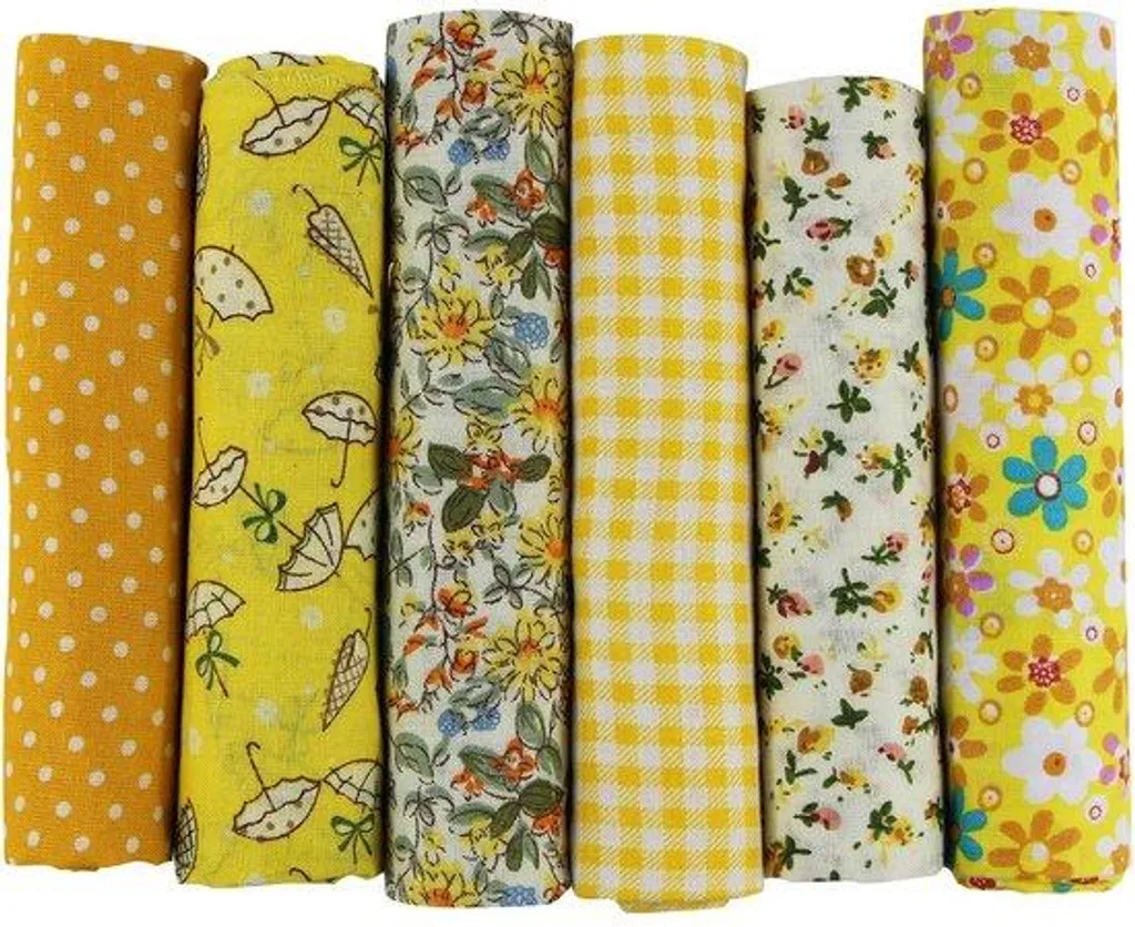 Tissu pour patchwork jaune 50x50 cm : lot de 6 coupons coton DIY facile