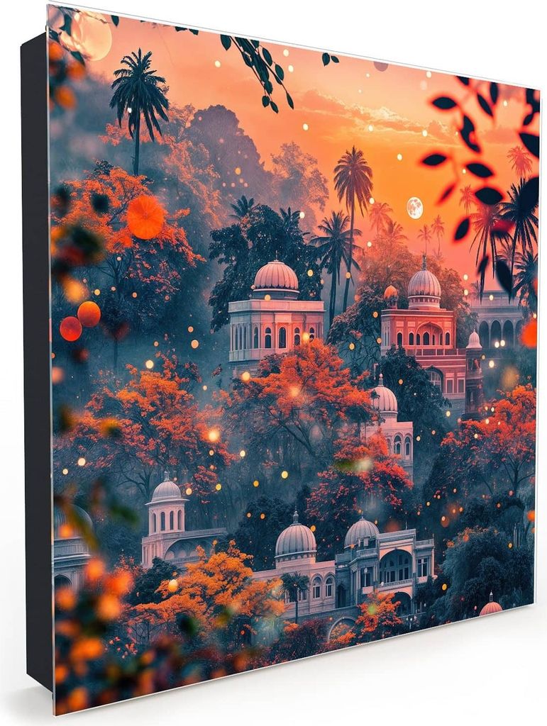 Nachbildung-Schlüsselkasten, Magnetpinnwand und Memoboard mit Glasfront Motiv Traumhafter Tempel