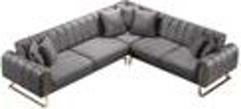 Wave Ecksofa Farbe:Grau, Füße:Metall-Gold, Langer Schenkel:Links, inkl. Kissen