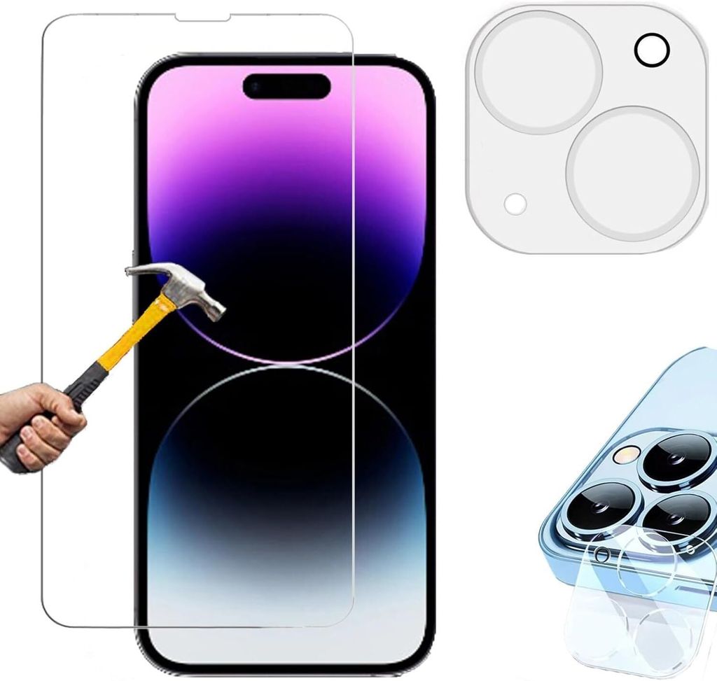 ino 2in1 Schutzglas + Kameraschutz kompatibel mit iPhone 14 Panzerglas harte Schutzfolie Panzerfolie Displayschutzglas Harte Folie Schutz Glasfolie...
