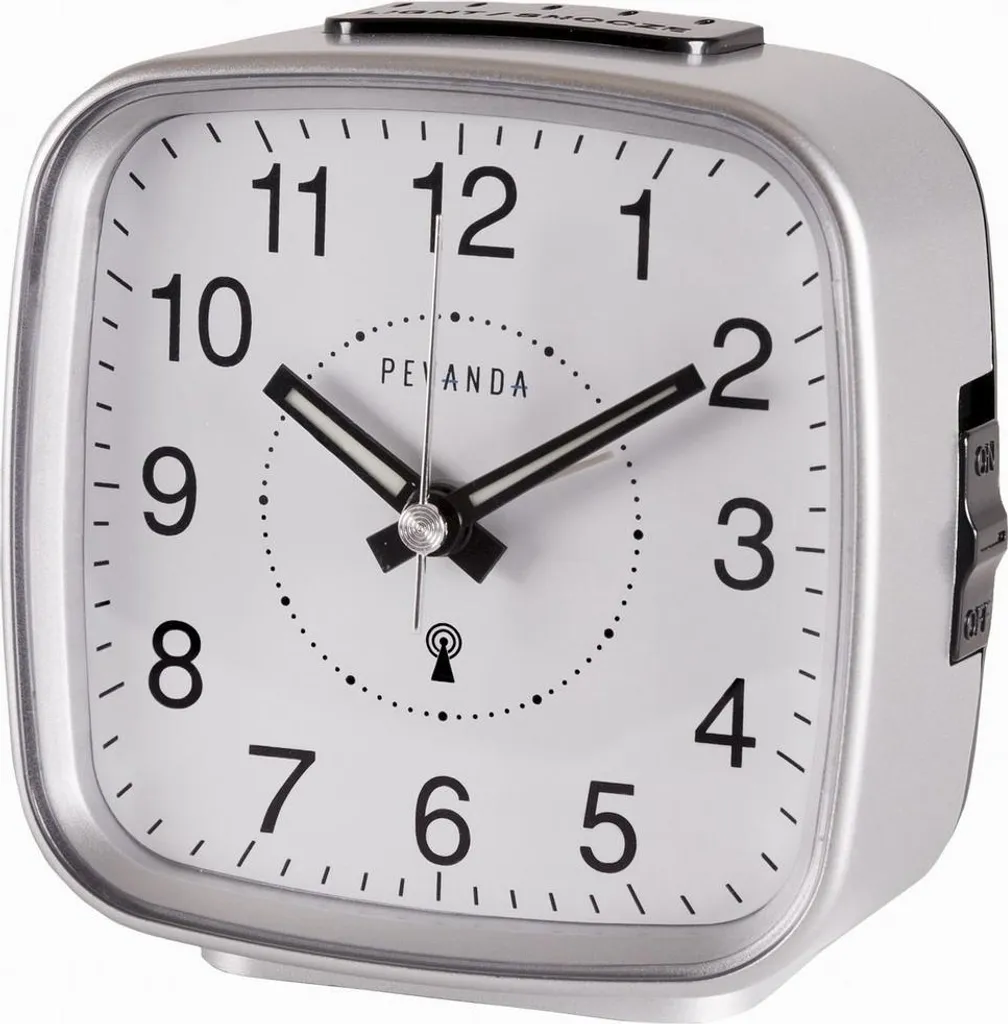 Réveil Digital Radiopiloté Pevanda R862-DCF Argenté avec Alarme Snooze