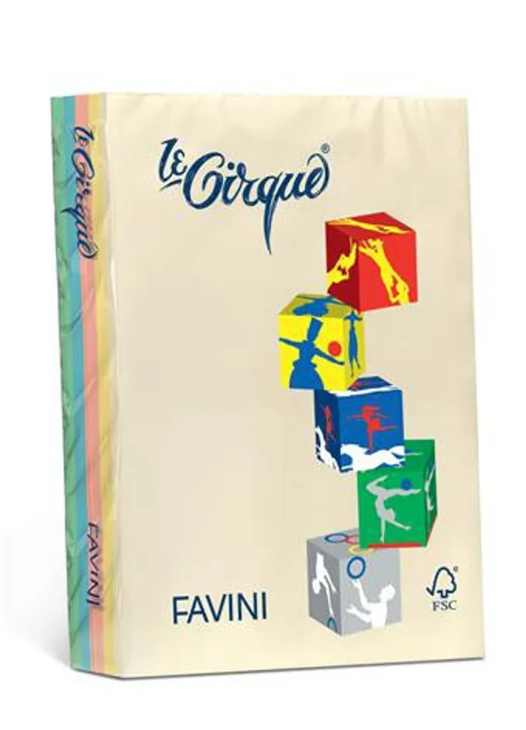 Papier couleur A4 Favini Le Cirque - Rame de feuilles pastels et vives