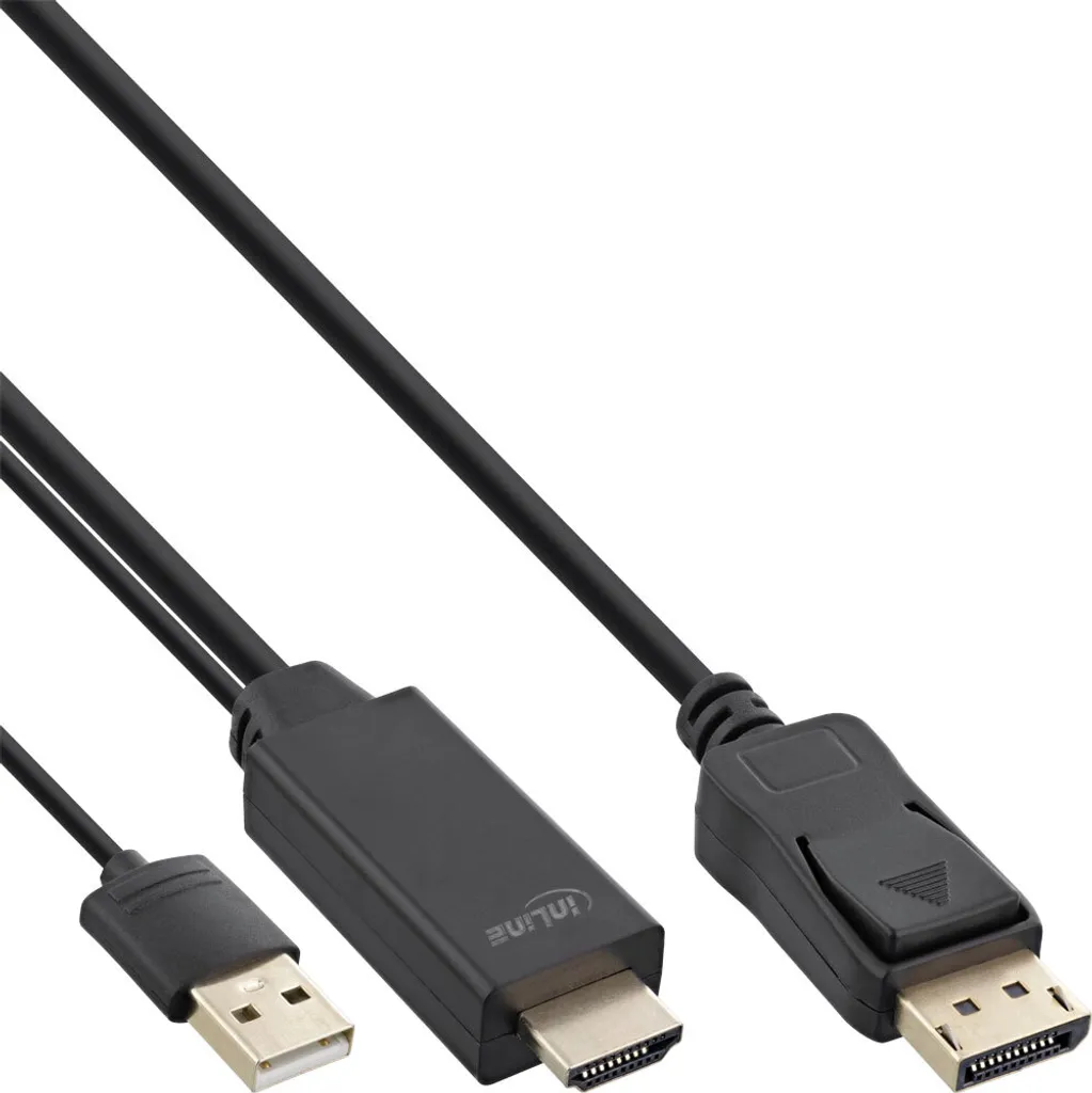 InLine® 17163P Cavo convertitore da HDMI a DisplayPort, 4K, nero/oro, 3 m