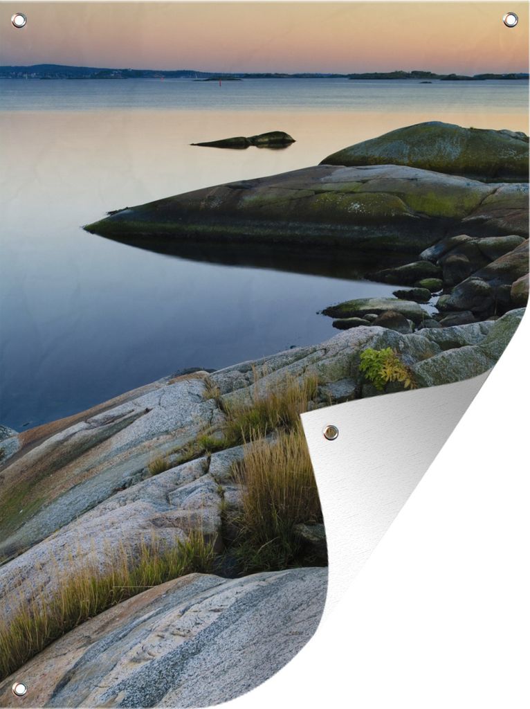 MuchoWow 30x40 cm Outdoor-Poster Gartendeko Sichtschutz Garten Poster für den Garten Bild einer felsigen Küste bei Sonnenuntergang