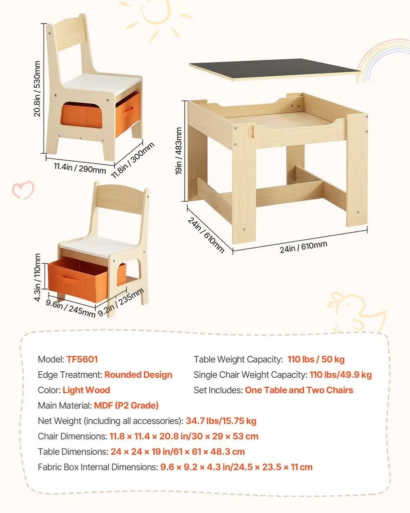 Table et chaises enfant gain de place avec rangement pour jeux et dessins - 7