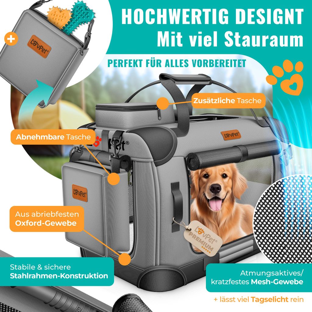 LOVPET® Hundebox Hellgrau XXL