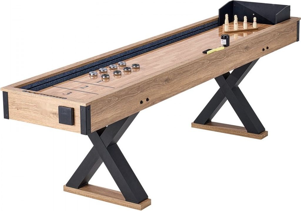 Shuffleboard-Tisch 2 in 1 - Kombispielset Shuffleboard und Bowling - 274 cm Tisch für indoor Spaß - ideal für Familien und Partys