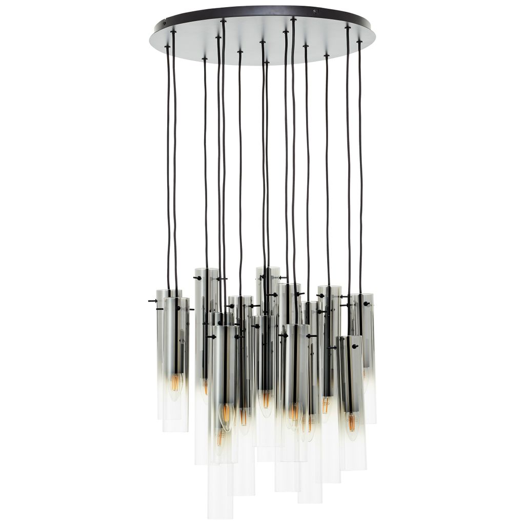 BRILLIANT Pendelleuchte 14-flammig Glasini schwarz IP20 E14 25 Watt dimmbar g. f. Kerzenlampe