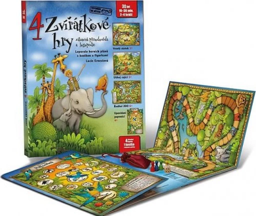 Livre de jeux de société leporelo avec figurines animaux rigolos