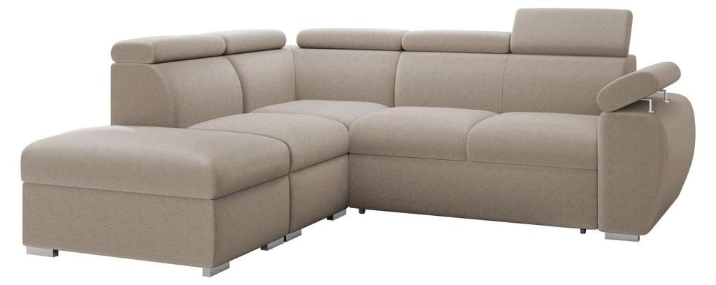 MIRJAN24 Ecksofa Boston 2RR1P, Eckcouch mit zwei Bettkästen und Schlaffunktion, Verchromte Metallfüße, Einstellbare Kopfstützen (Farbe: Paros 2...