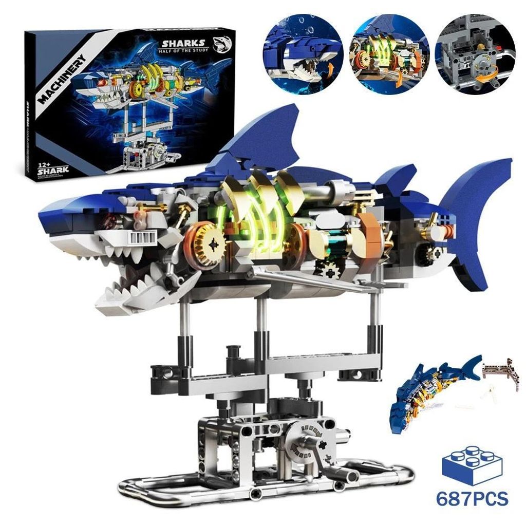Technik Hai Bauspielzeug mit Schwenkbarem Körper & Licht, Produktbild 