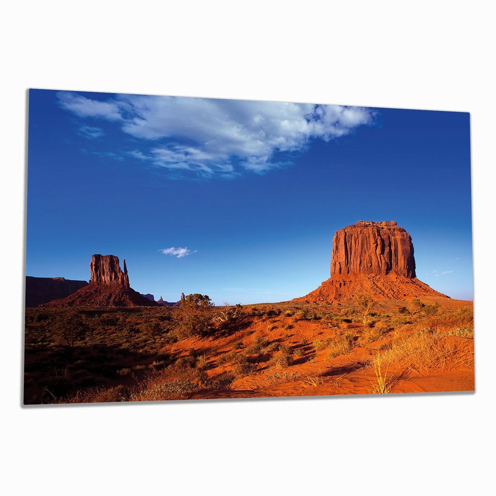 Wallario Herdabdeckplatte aus Glas, Größe 90 x 52 cm 1-teilig, Motiv Monument Valley am Abend I