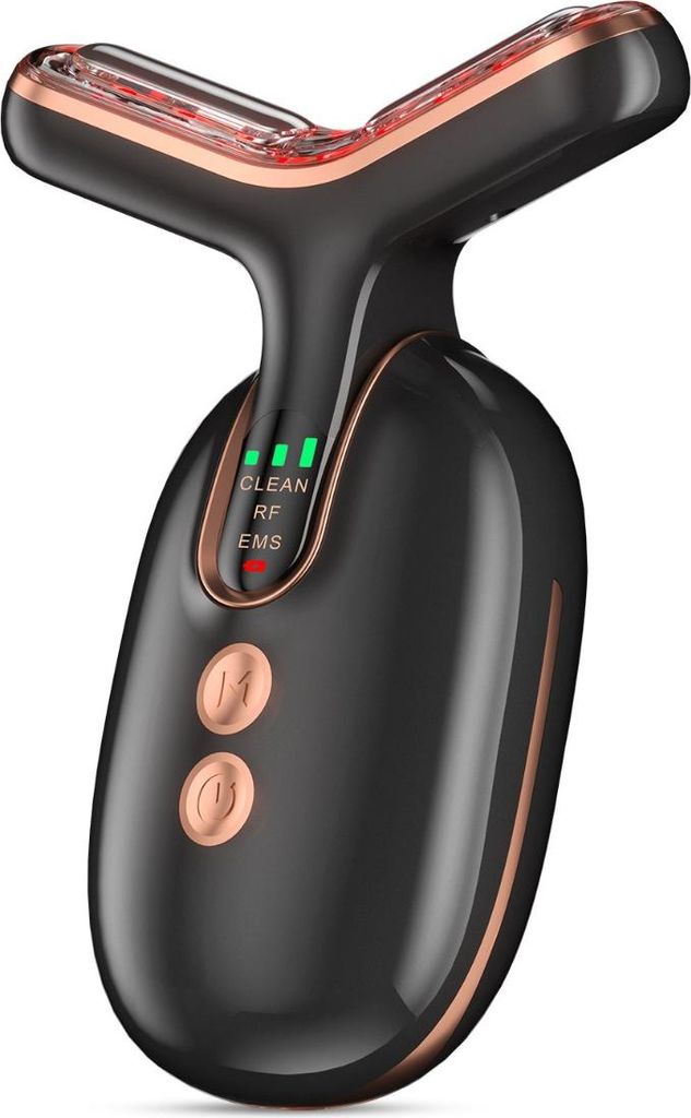 INF EMS Nackenmassagegerät: RF, LED & Microcurrent für Straffere Haut Schwarzes Gold