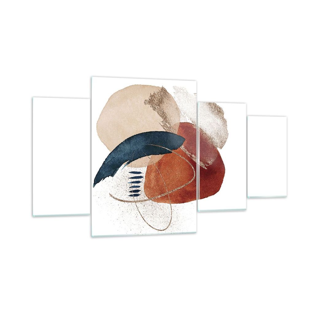 Bilder auf glas - 4 Teile - Abstraktion Flecken Modern - 160x90cm - Glasbilder - Wandbilder - Bilder - zum Aufhängen bereit - Wanddekoration aus G...