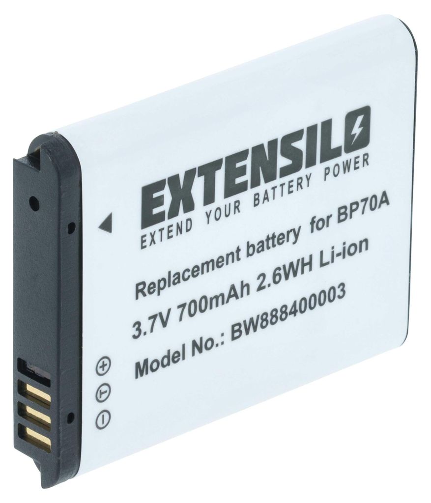 EXTENSILO Akku kompatibel mit Samsung ST95, ST93, ST90, ST72, ST88, ST80, ST79, ST78, ST94, ST89, ST73, ST77, ST76 Kamera (700 mAh, 3,6 V, Li-Ion)