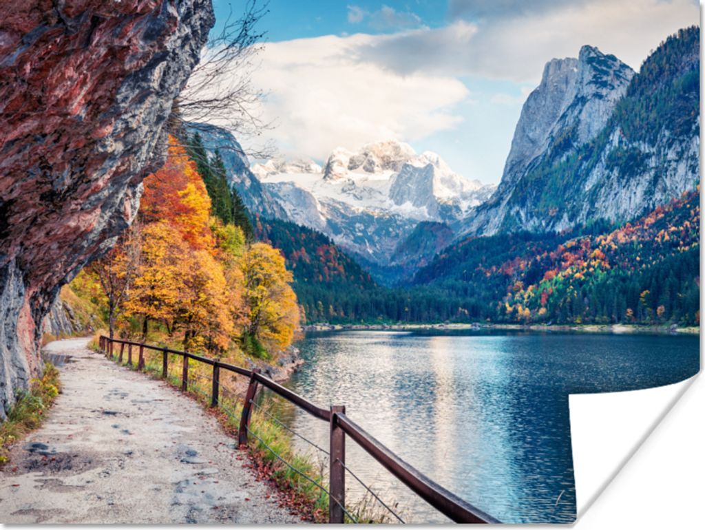 MuchoWow Poster Berge - See - Weg - Natur - Wasser 120x90 cm - Wandbild