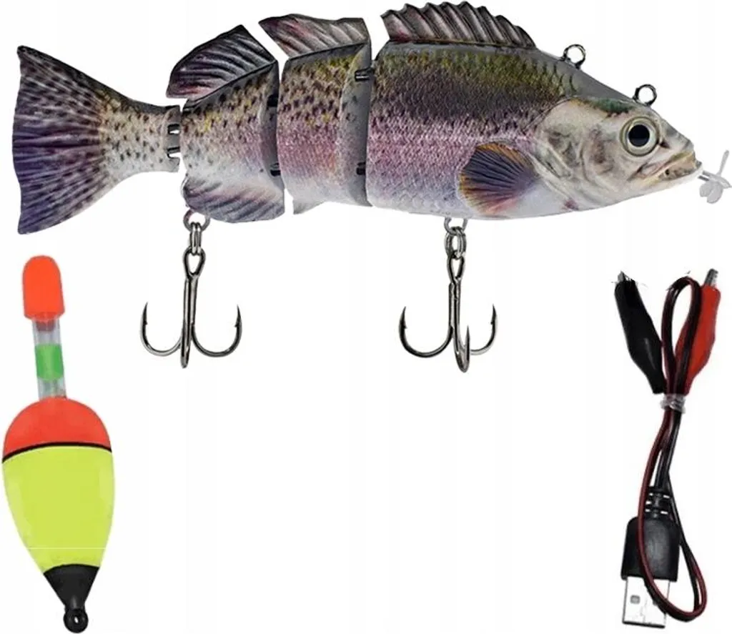 Appât Électrique Brochet 02 Articulé avec Nage Automatique et USB LED