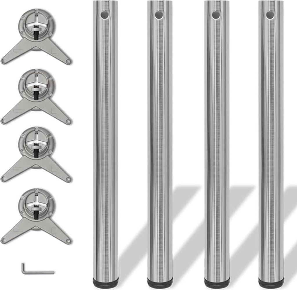 4x höhenverstellbares Tischbein Nickel gebürstet 710 mm