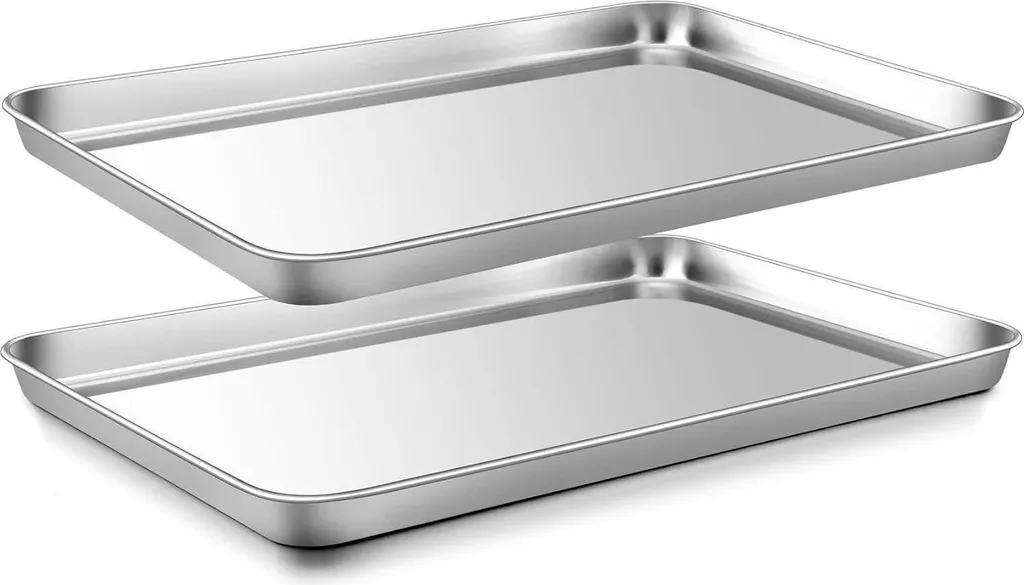 Teglie da Forno Rettangolari Acciaio Inox 40x30 cm - Set da 2 Pezzi