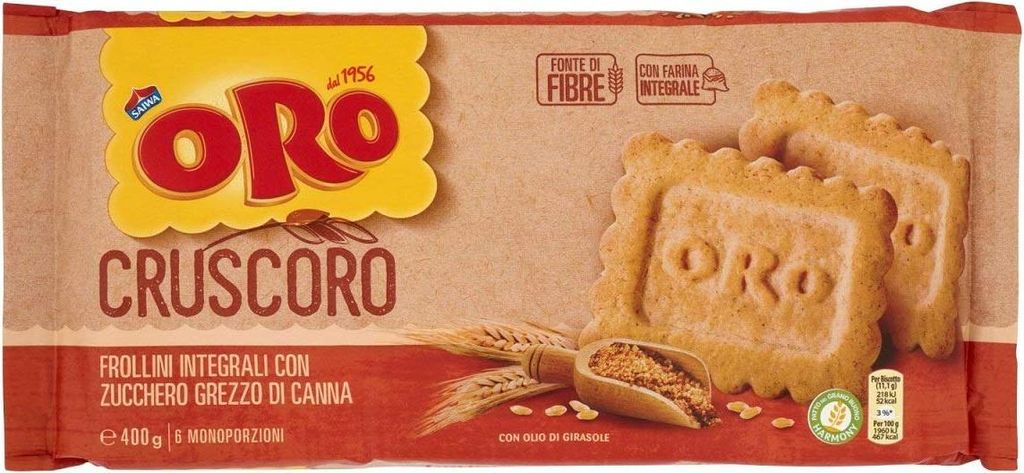 6x Oro Saiwa cruscoro 400g Italienisch brauner Zucker kekse biscuits cookies