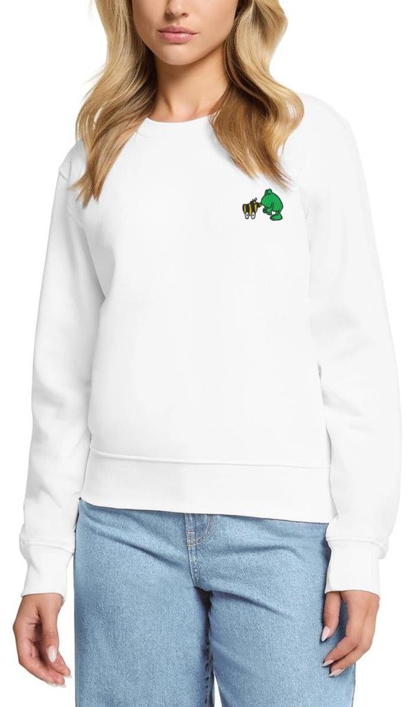 Spreadshirt Janosch Frosch & Tigerente Kuss Stick Damen Premium Pullover, M, Weiß