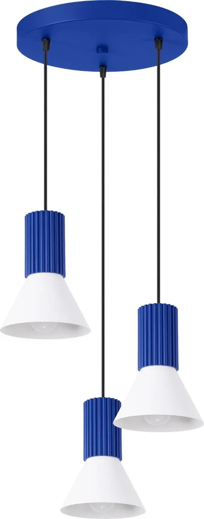 Lampada Sospensione ESTRIA 3P Bianco Blu Ultramarino Sollux Lighting